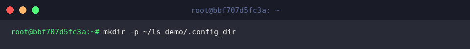 mkdir -p ~/ls_demo/.config_dir